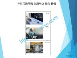 株式会社ロジエイティブは、非常用発電機の専門会社として、日常のメンテナンスや整備により、防災の要となる設備を最良の状態に保ちます。非常用発電機は普段動かさなくても、突然「動かない」「エンジン始動しない」といった故障を起こすことがあります。その際、修理で直すにも高額な費用がかかる場合があります。非常用発電機の耐用年数はおよそ20年～25年で、これは製造メーカーが設定する寿命によるものです。しかし、適切なメンテナンスを行い、部品の交換時期を見極めて新品部品に更新すれば、耐用年数を延ばすことが可能です。これにより、修理や更新にかかるコストを最小限に抑え、大きなリターンを得られます